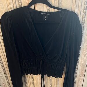 Sincerely Jules Elegant Black Ribbed Blouse